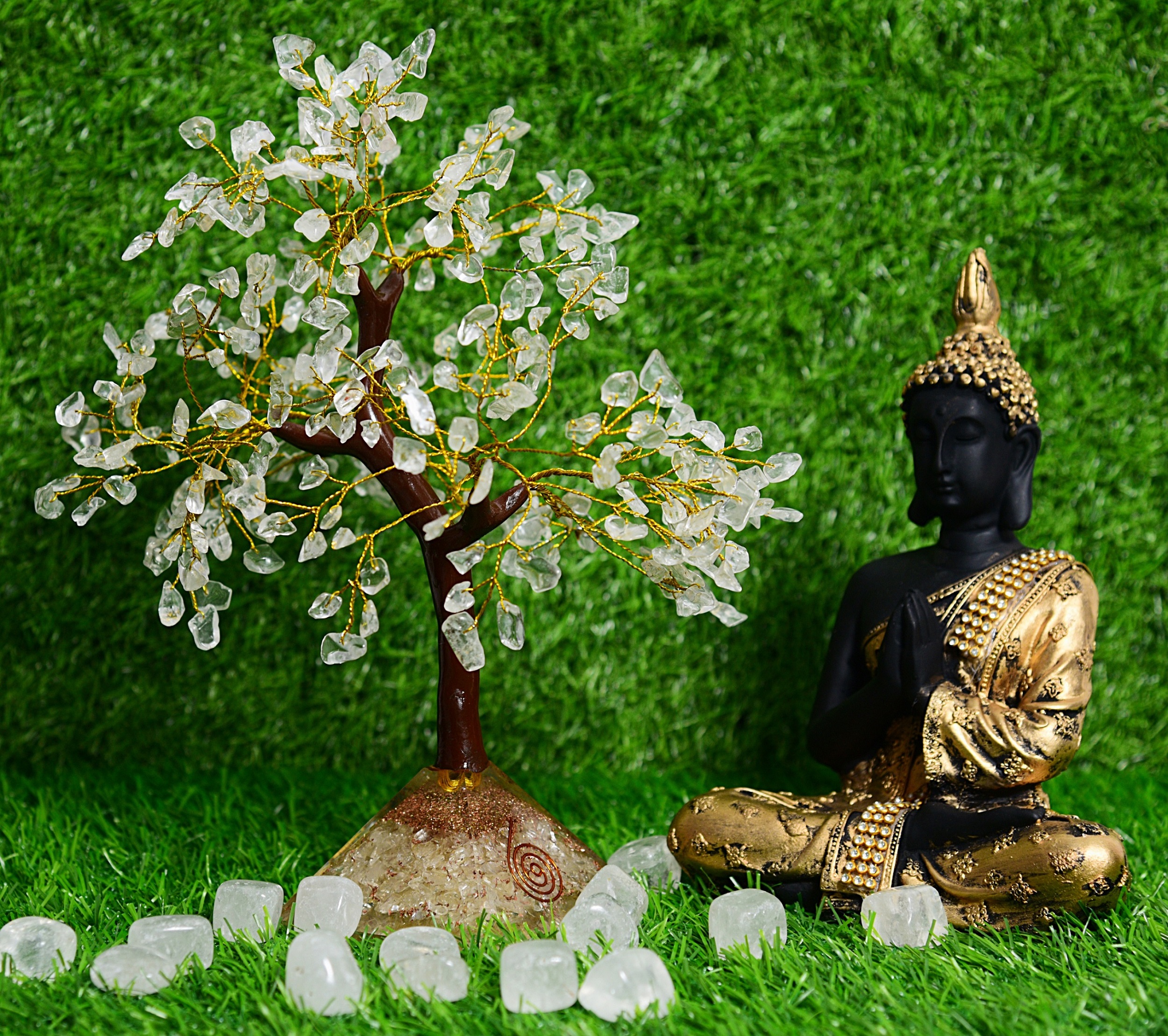 KACHVI Crystal Set |Clear Gold Silver Pryamid Tree - Image 3