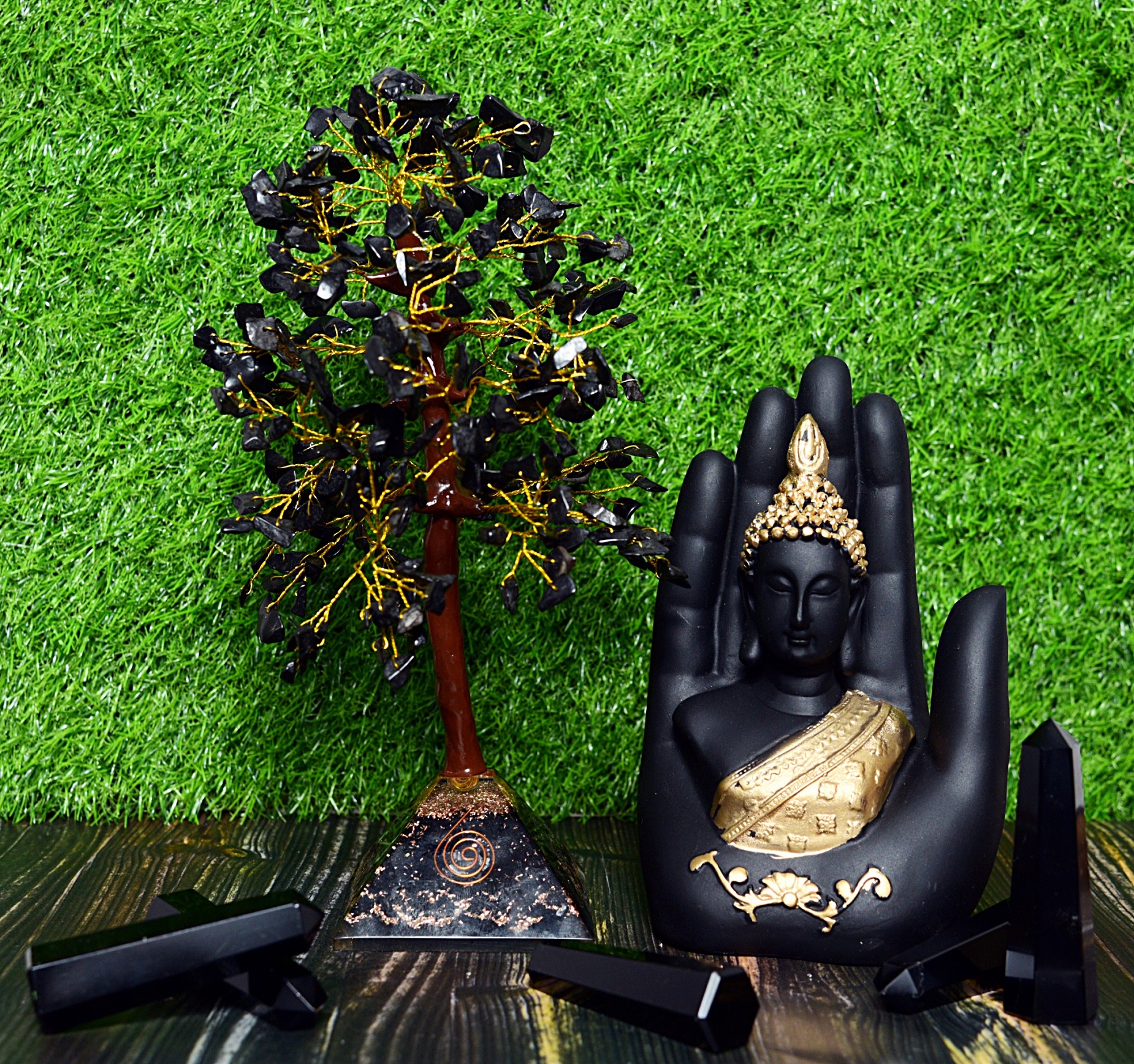 KACHVI Crystal Set |Black Silver Pryamid Tree - Image 7