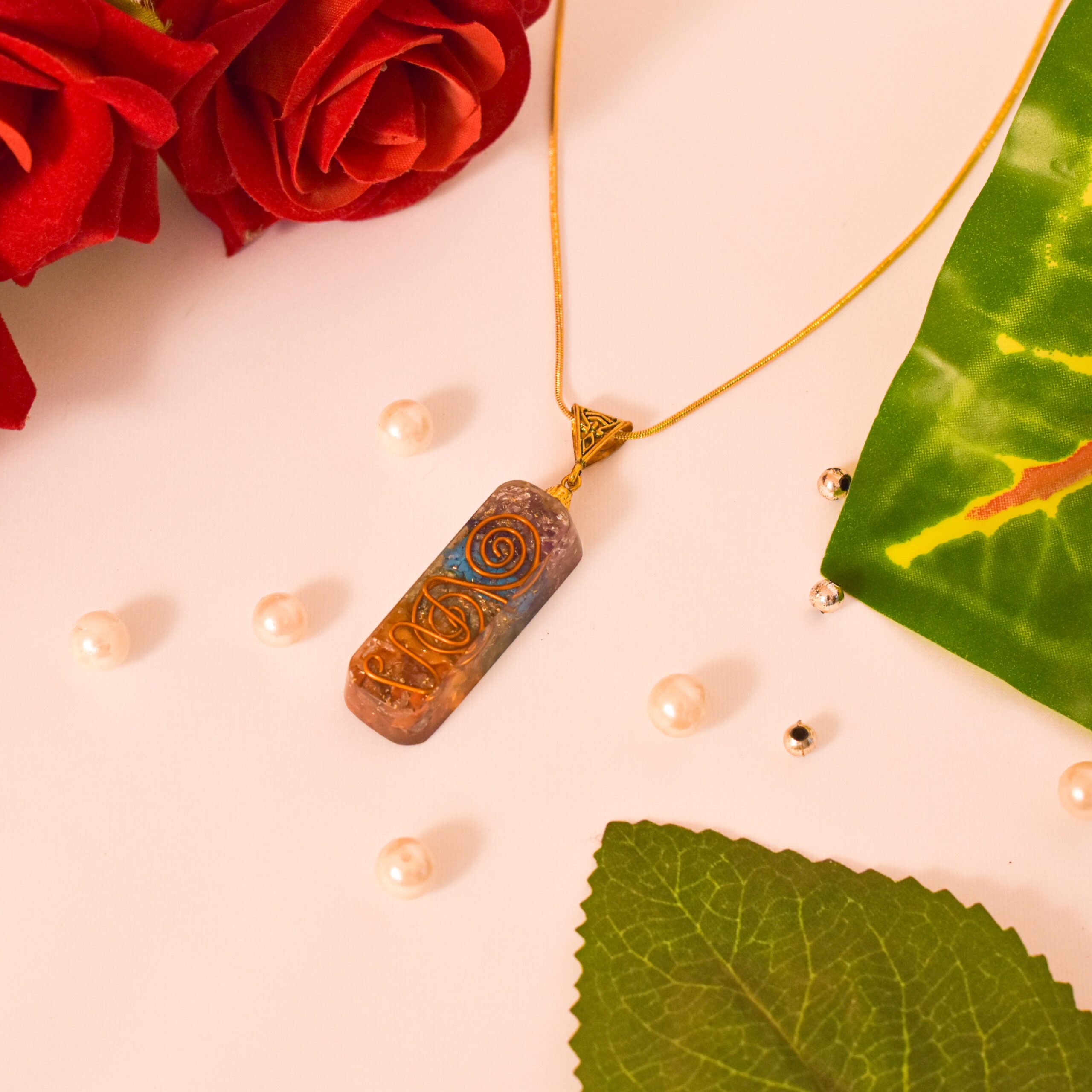 KACHVI Crystal Set |7 Chakra orgone pendant with chain - Image 7