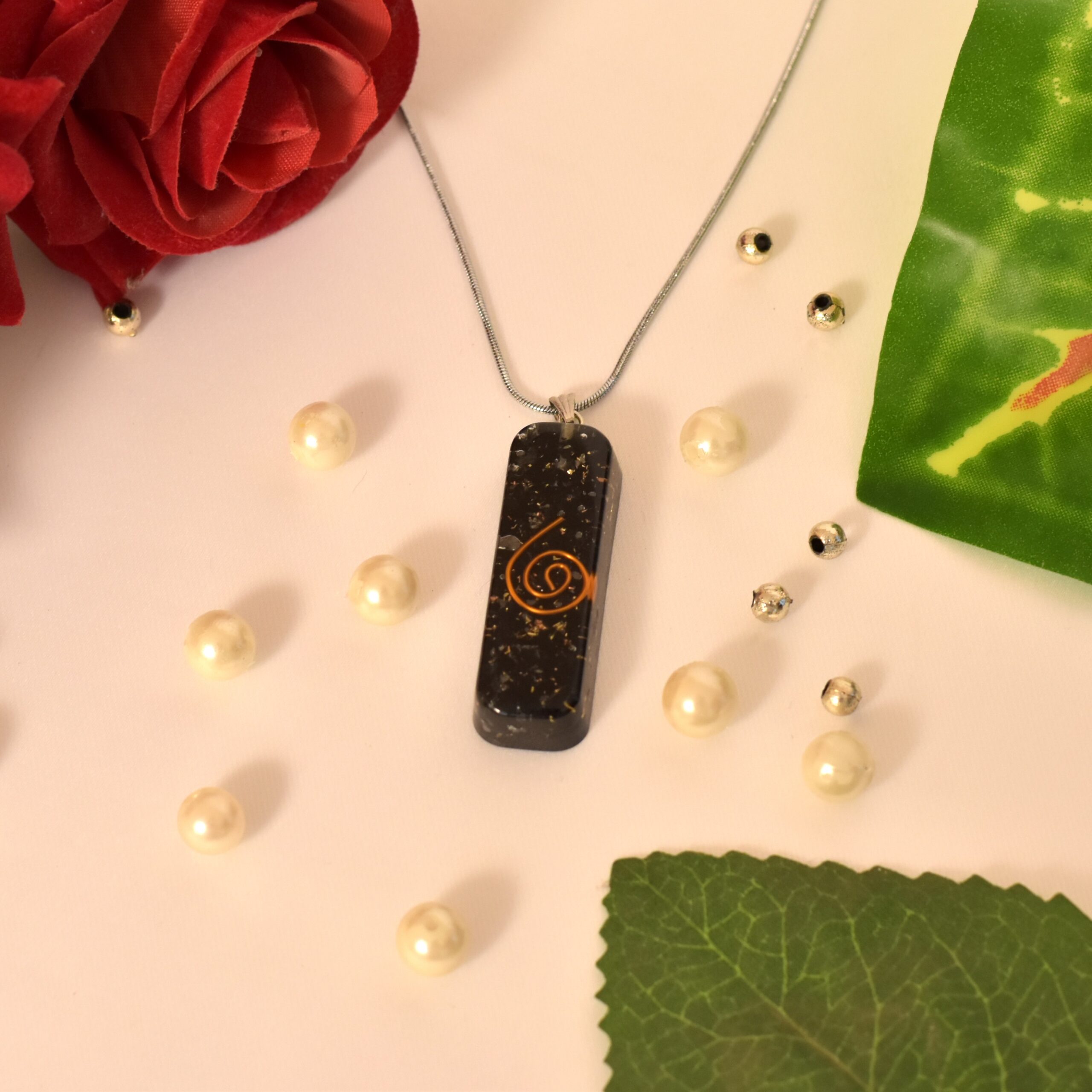 KACHVI Crystal Set |Black Orgone Pendant with chain - Image 3