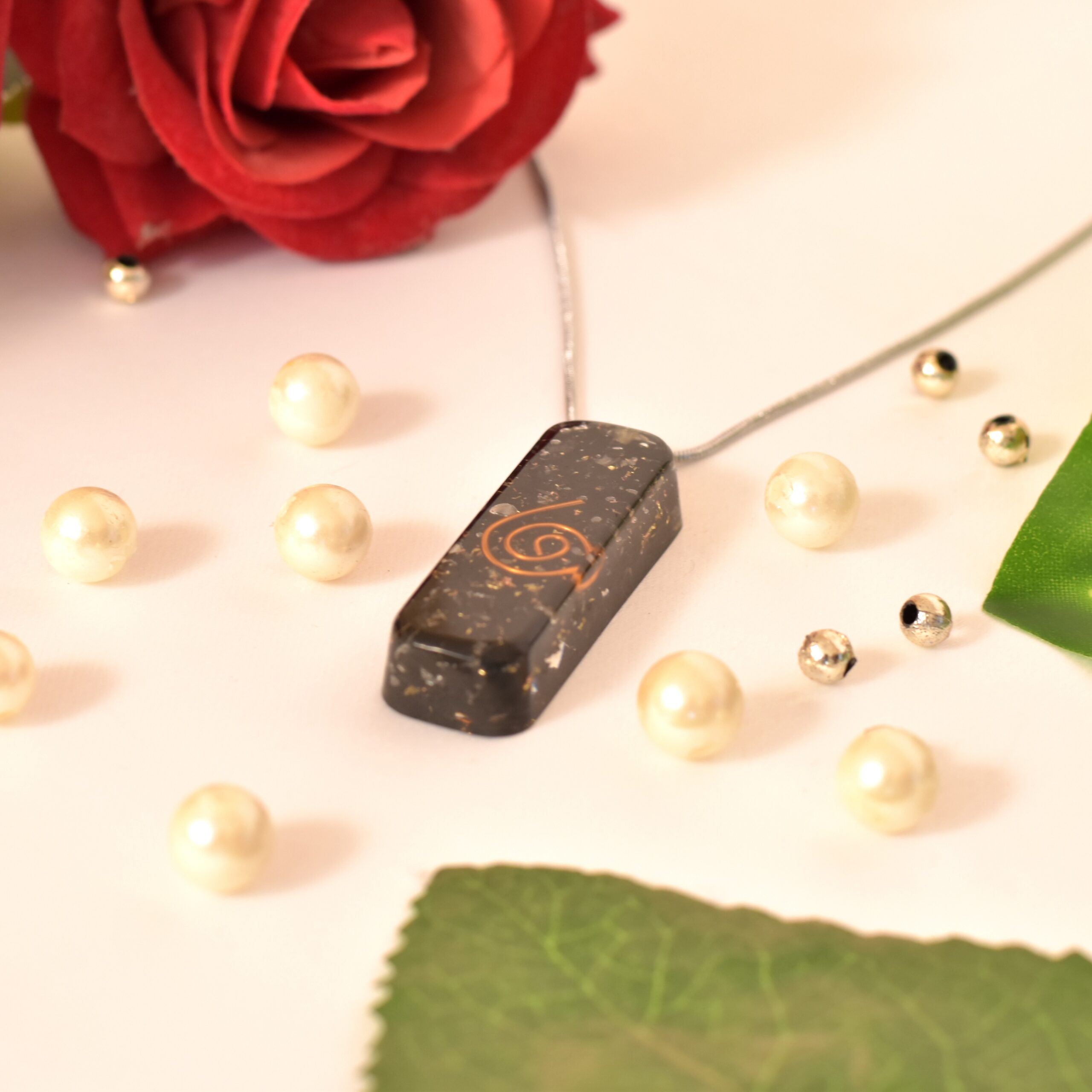 KACHVI Crystal Set |Black Orgone Pendant with chain - Image 4
